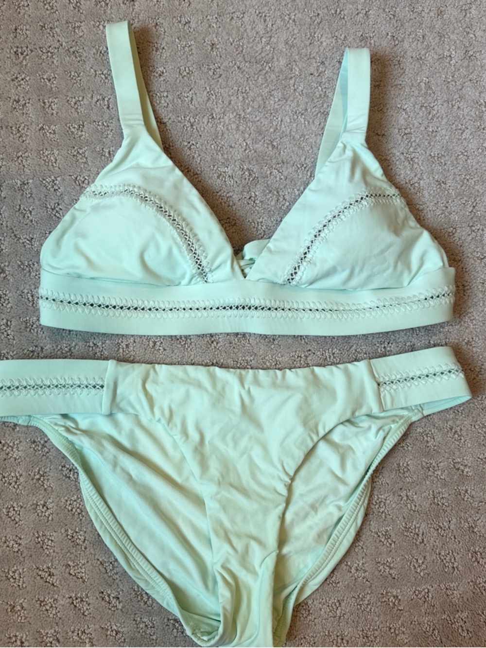 Pilyq Mint Green Bikini Set with Crochet Trim